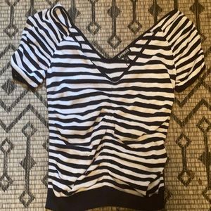 Navy Blue and White Striped Top